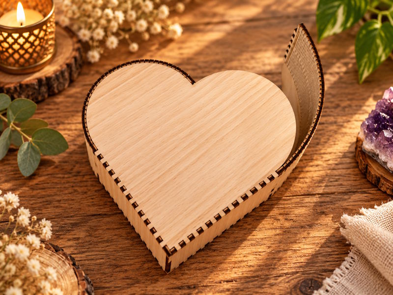 Caja corazón madera flexible